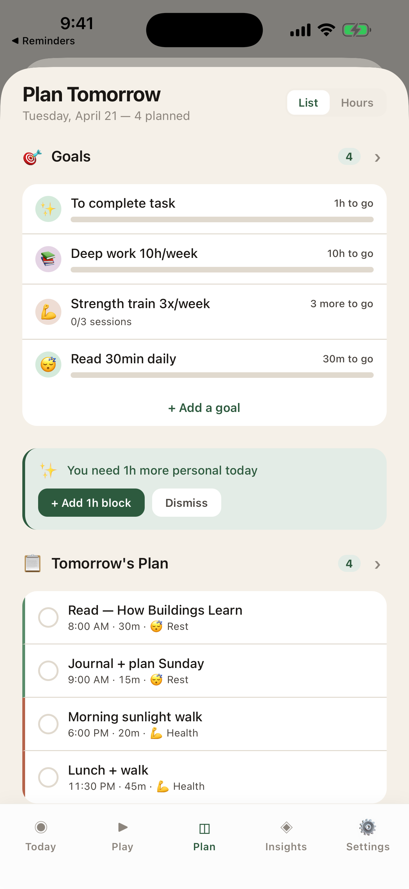 Dawny — tomorrow's plan with goals and AI coaching