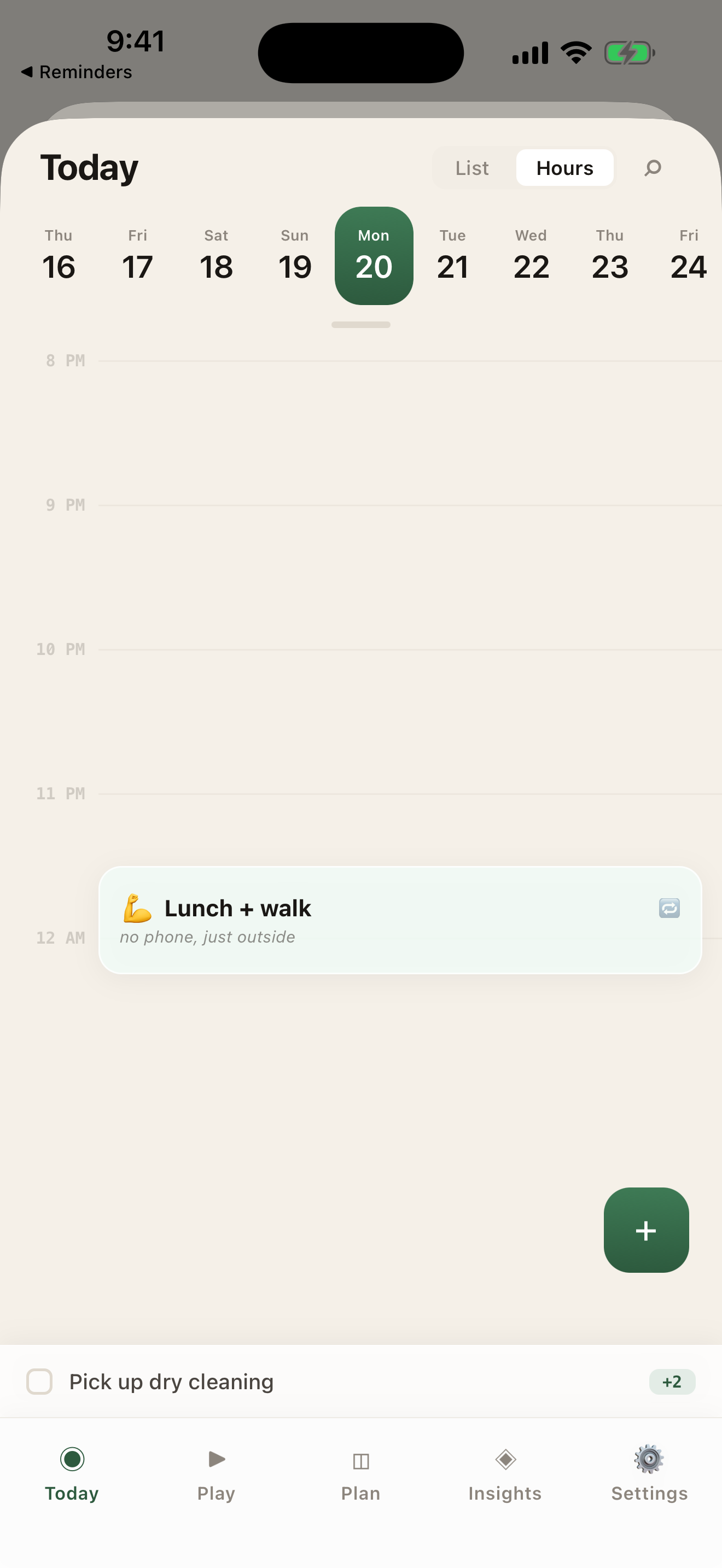 Dawny — calendar-shaped today canvas